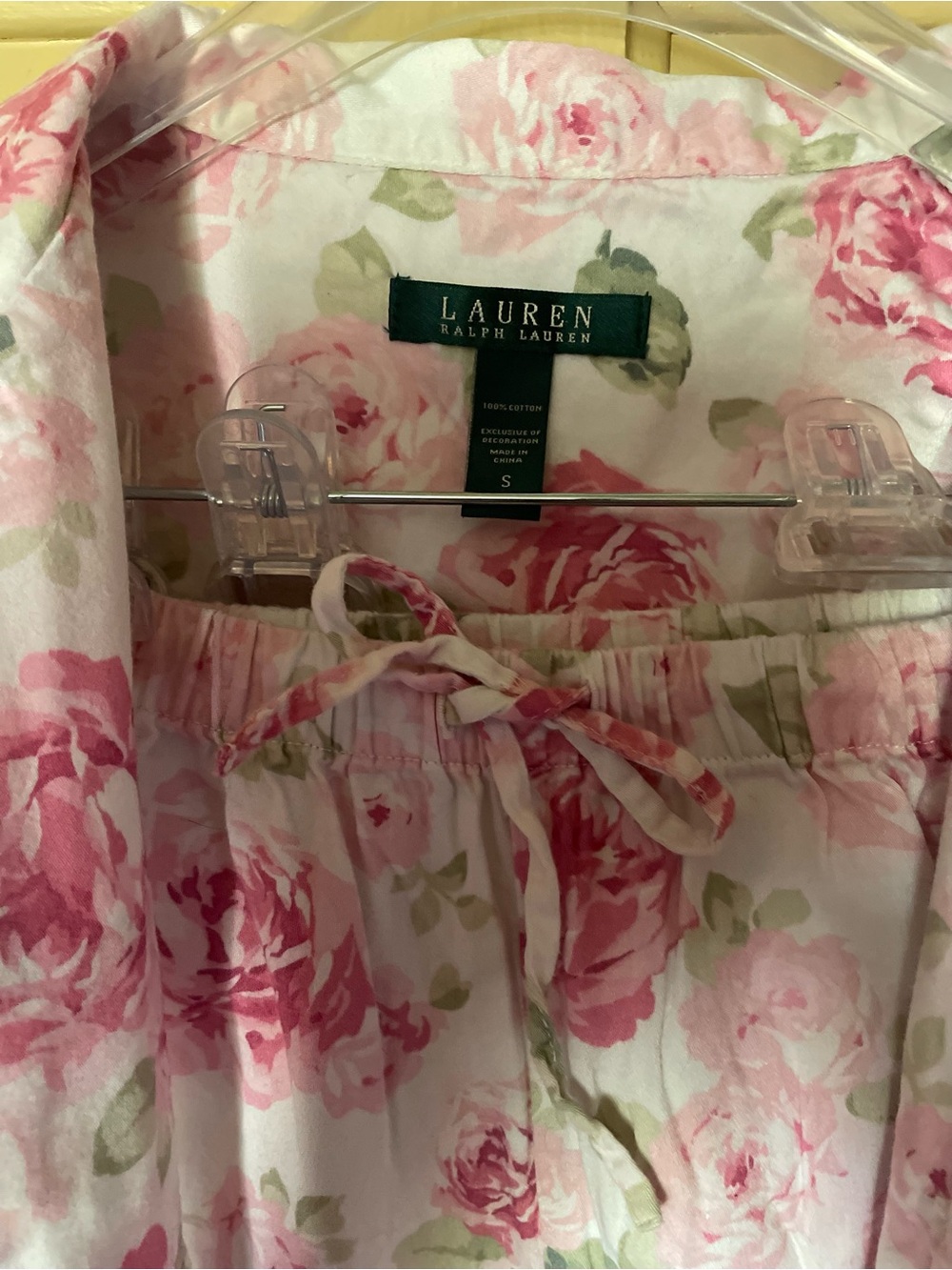 Lauren Ralph Lauren White Pink and Green Floral Cotton Pajama Set - Picture 4 of 7